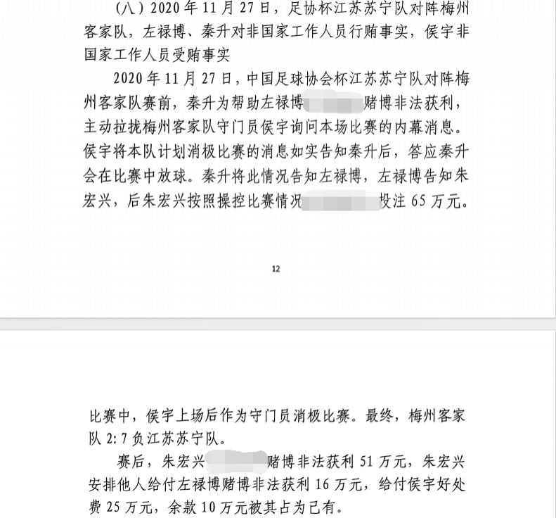 網(wǎng)傳判決書：足協(xié)杯梅州2-7江蘇，梅州門將侯宇收25萬消極比賽
