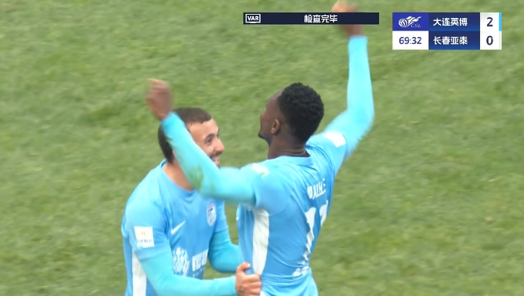 馬萊萊大連處子球！呂焯毅助攻馬萊萊破門，大連英博2-0亞泰